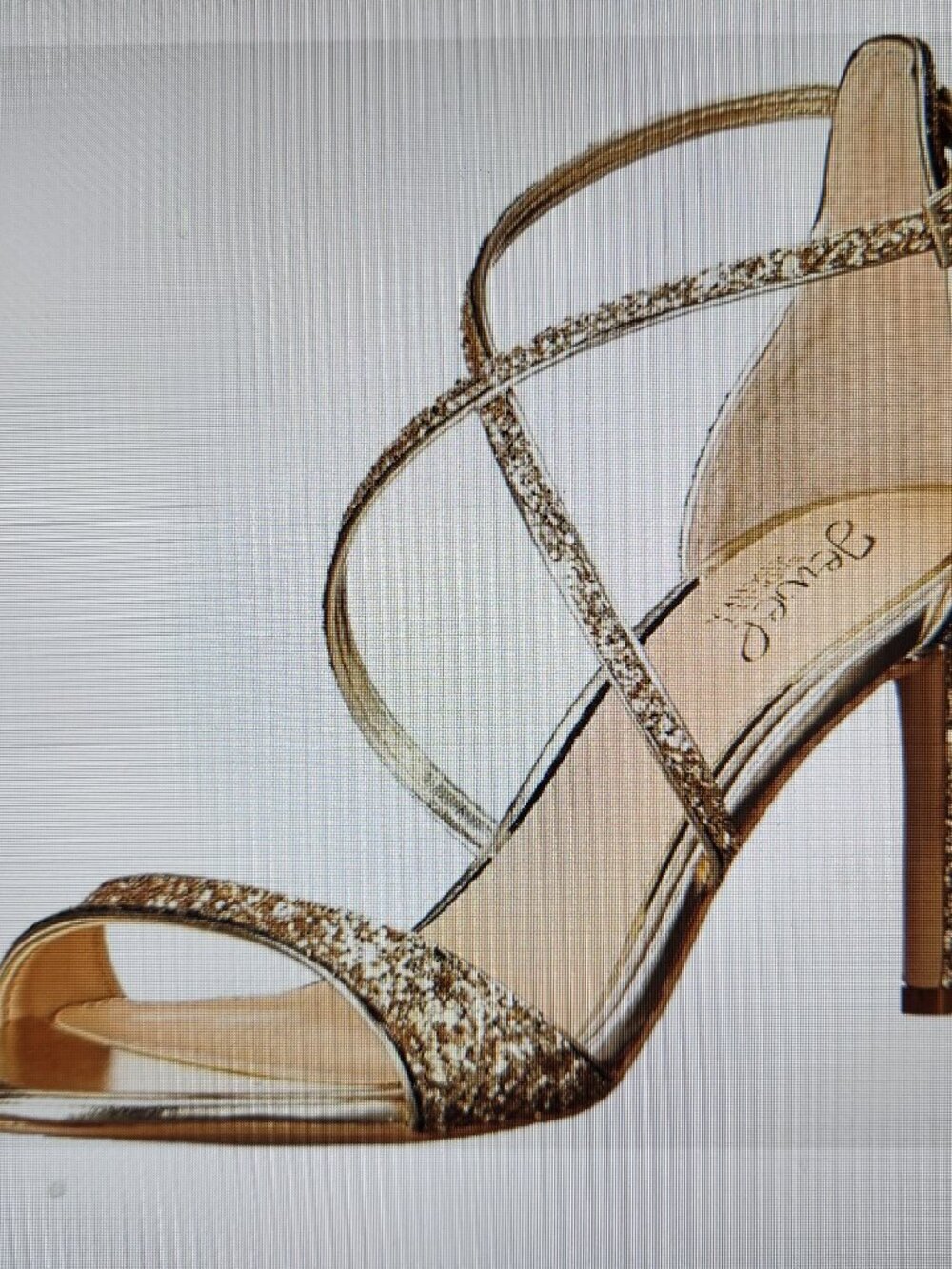 Jewel by Badgley Mischka Dimitra Gold Glitter Heeled Sandals. NIB. Size 9.5